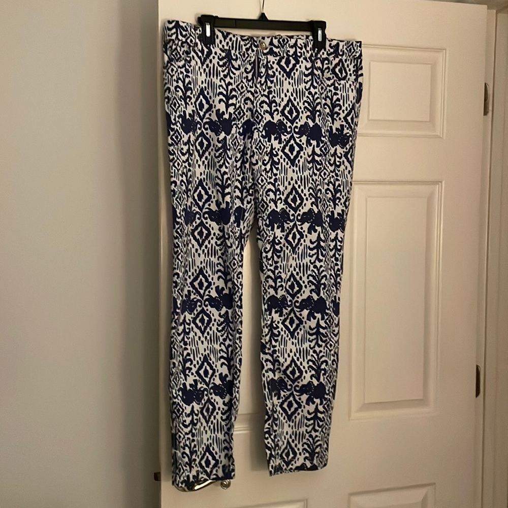 Lilly Pulitzer Blue and White Cropped Pants